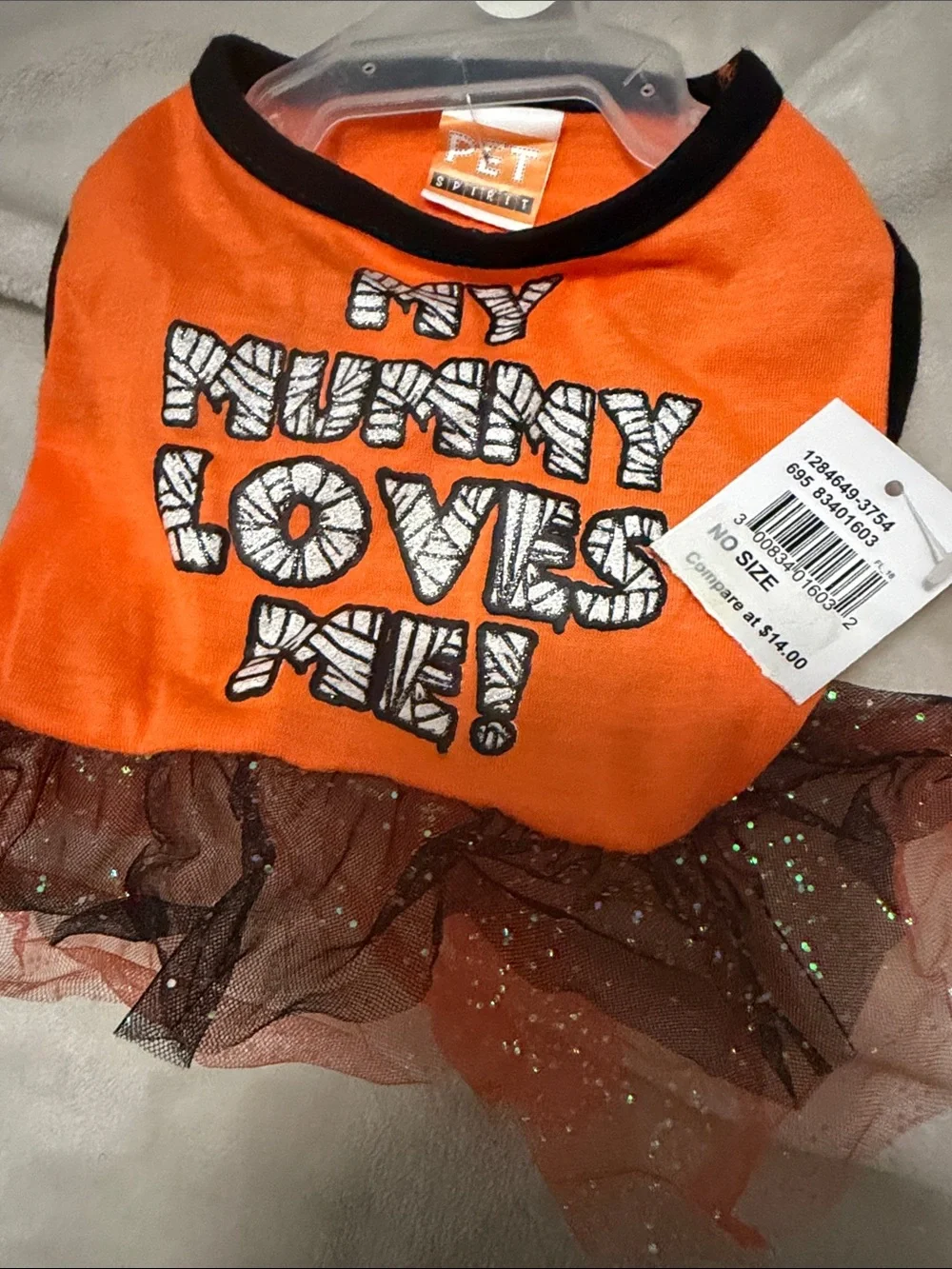 PET SPIRIT dog Orange 'My Mummy Loves Me!' Tutu dress - XSmall